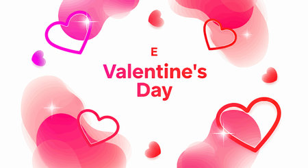 Valentines Day greeting card with hearts and sparklesのイラスト素材