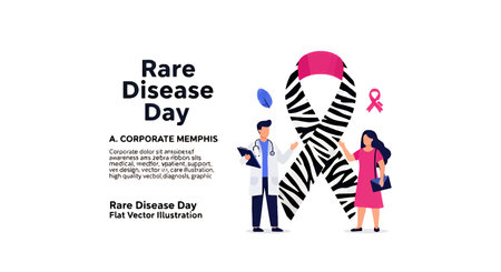 Vector illustration for Rare Disease Day featuring a man and woman with a ribbonのイラスト素材