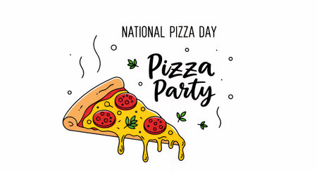 Illustration of a pizza slice for National Pizza Dayのイラスト素材