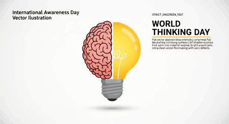 Vector illustration of lightbulb with brain inside for World Thinking Dayのイラスト素材