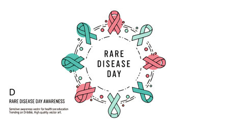 Colorful ribbon illustration for Rare Disease Day awareness campaign with textのイラスト素材