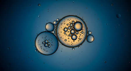 Detailed microscopic view of cells or microorganisms in a liquid environment, showcasing their...