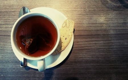 Cup of English Tea from top view の素材