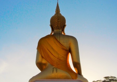 Behind the Buddha sittingの写真素材