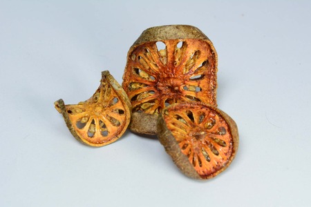 Three pieces of Thai herb call bael-fruit