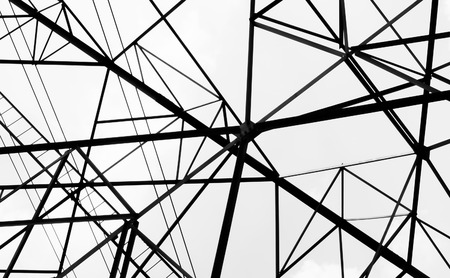 the cross over of black line on white backgroundの写真素材