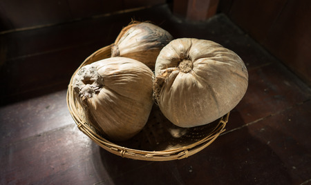 three of dry cocoanut use for cooking Thai foodの写真素材