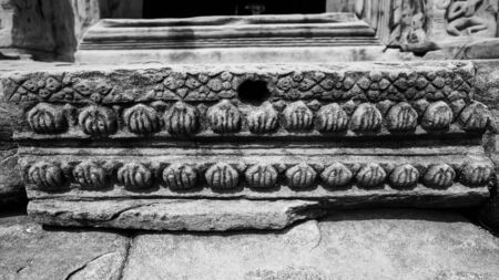 the very beautiful sculpture of sandstone at the basementの写真素材