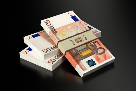 50 Euro banknotes on glossy surface の写真素材