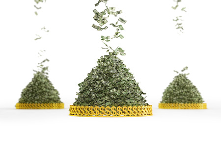 Money Rain - Pile of Dollar banknotesの写真素材