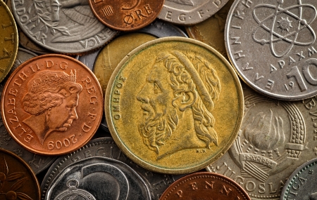 assorted old european coins の写真素材