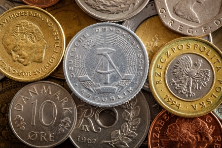 assorted old european coins の写真素材