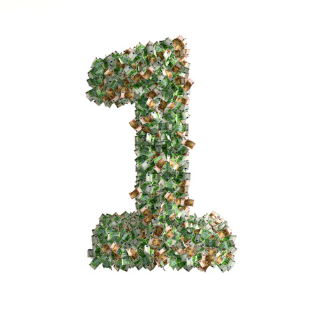 Number 1 made from Euro banknotesの写真素材