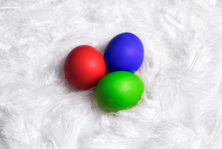 Eggs on a feather bed の写真素材