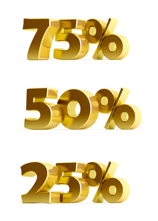 3d gold discount collection on a white background の写真素材