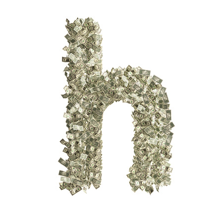 Small letter h made from Dollar bills の写真素材
