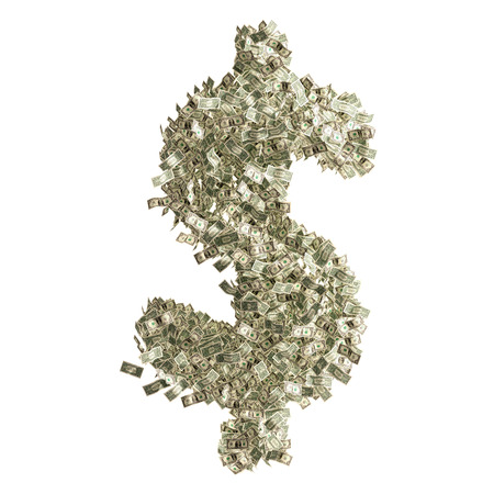 Dollar Sign made from Dollar billsの写真素材
