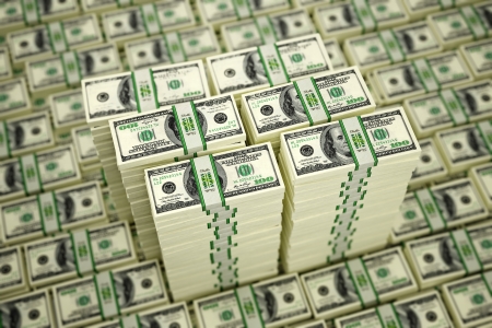 Piles of Dollar bills の写真素材