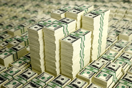 Piles of Dollar bills の写真素材