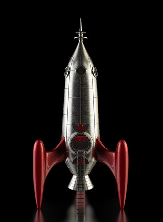 3D rendering of a comic style rocket の写真素材