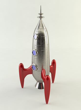3D rendering of a comic style rocket の写真素材