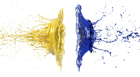 Splash -  colored paint - isolated on whiteの写真素材