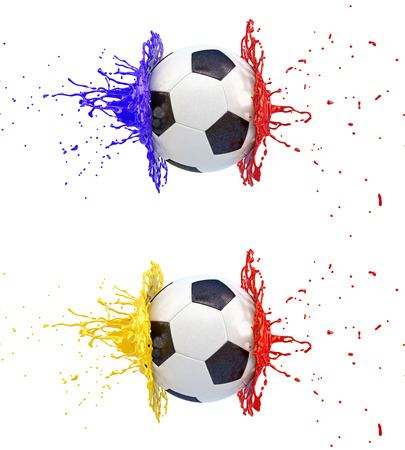 Splash - colored paint - soccer ballの写真素材