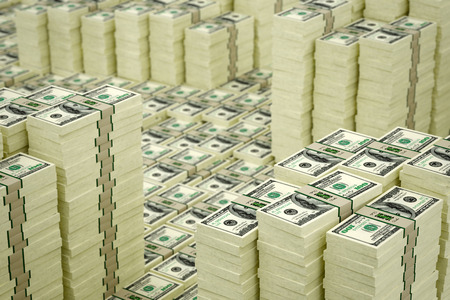Piles of Dollar billsの写真素材