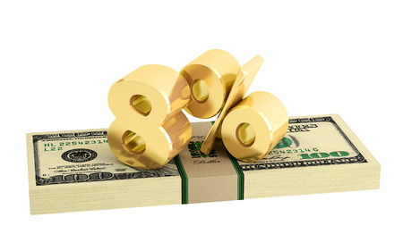 8% savings discount interest rate isolated on whiteの写真素材