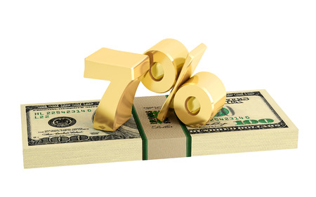 7% savings discount interest rate isolated on whiteの写真素材