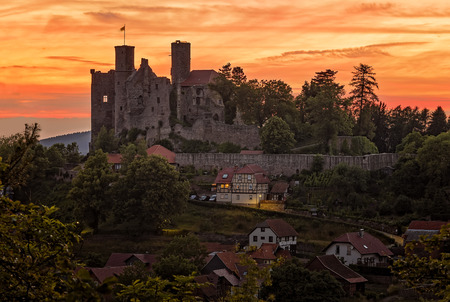 German Castle Ruin - Sunsetの写真素材