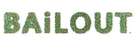 Bailout - word made from euro billsの写真素材