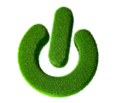 Green Power Button - Grassの写真素材