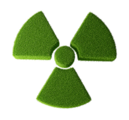 Radioactivity symbol made from grass - isolated on white background.の写真素材