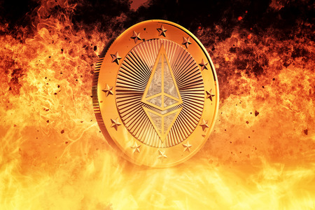 Ethereum is HOT - Ethereum the Virtual Currency - 3D Renderingの写真素材