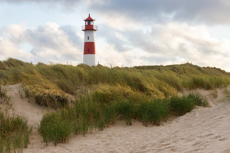 Lighthouse List East on the island Sylt, Germanyの写真素材