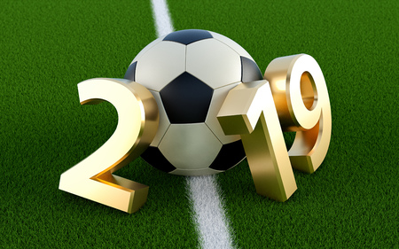 Soccer 2019 - A soccer ball representing the 0 in 2019の写真素材