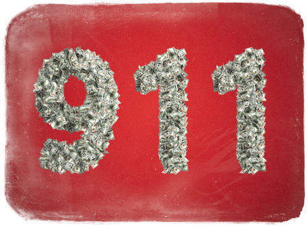 The Number 911 made from new 100 Dollar bills - 3D Rendering