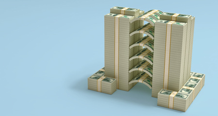 Stacks of 100 Dollar bills - 3D Rendering