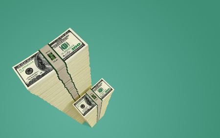 Piles of 100 Dollar bills - 3D rendering