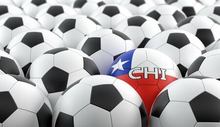 Soccer ball in Chile national colors - 3D Renderingの写真素材