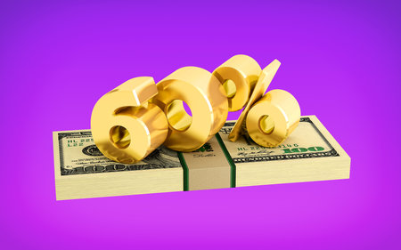 60% savings - discount - interest rate. 3D renderingの写真素材