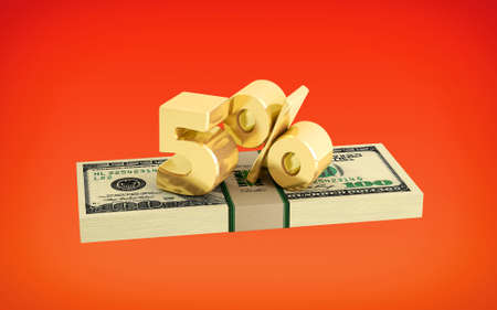 5% savings - discount - interest rate. 3D rendering