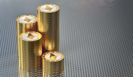 Ethereum - Virtual Money - Cryptocurrency - 3D Rendering