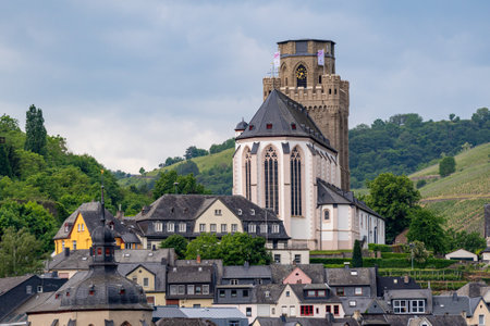 Oberwesel, Rhineland-Palatinate, Germany - 20 May 2022: The St. Martin's Church has been part of the UNESCO World Heritage Upper Middle Rhine Valley since 2002.のeditorial素材