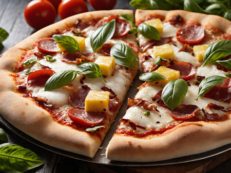 Delicious fresh Hawaiian pizzaの素材