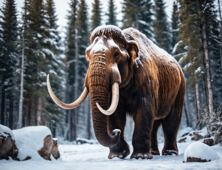 Prehistoric wolly mammoth, an extinct giant of the ice ageの素材
