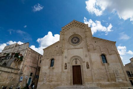 MATERA, ITALY - AUGUST 27, 2018: Summer day scenery street morning view from the amazing ancient...