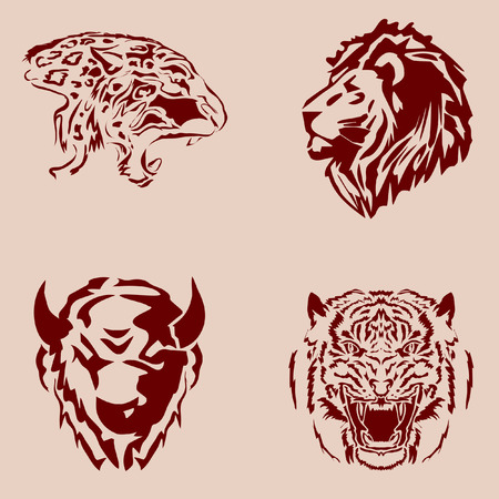 Set wildlife theme tattooのイラスト素材