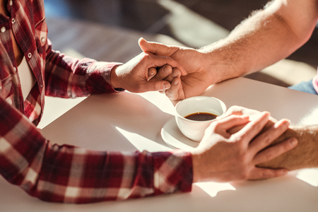 Couple holding handsの写真素材